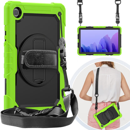 For Samsung Galaxy Tab A7 (2020) T500/T505 Shockproof Colorful Silicone + PC Protective Case with Holder & Shoulder Strap & Hand Strap & Pen Slot(Yellow Green) - Other Galaxy Tab PC by buy2fix | Online Shopping UK | buy2fix