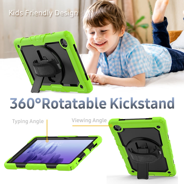 For Samsung Galaxy Tab A7 (2020) T500/T505 Shockproof Colorful Silicone + PC Protective Case with Holder & Shoulder Strap & Hand Strap & Pen Slot(Yellow Green) - Other Galaxy Tab PC by buy2fix | Online Shopping UK | buy2fix