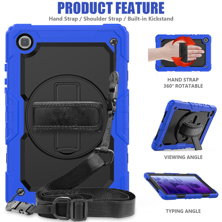 For Samsung Galaxy Tab A7 (2020) T500/T505 Shockproof Colorful Silicone + PC Protective Case with Holder & Shoulder Strap & Hand Strap & Pen Slot(Blue) - Other Galaxy Tab PC by buy2fix | Online Shopping UK | buy2fix