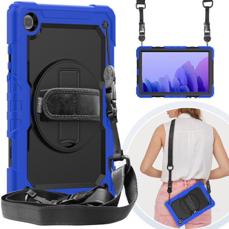 For Samsung Galaxy Tab A7 (2020) T500/T505 Shockproof Colorful Silicone + PC Protective Case with Holder & Shoulder Strap & Hand Strap & Pen Slot(Blue) - Other Galaxy Tab PC by buy2fix | Online Shopping UK | buy2fix