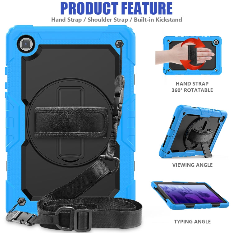 For Samsung Galaxy Tab A7 (2020) T500/T505 Shockproof Colorful Silicone + PC Protective Case with Holder & Shoulder Strap & Hand Strap & Pen Slot(Light Blue) - Other Galaxy Tab PC by buy2fix | Online Shopping UK | buy2fix