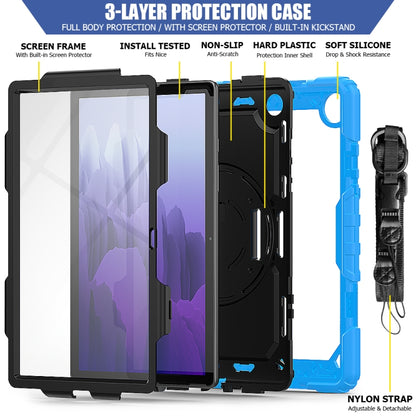 For Samsung Galaxy Tab A7 (2020) T500/T505 Shockproof Colorful Silicone + PC Protective Case with Holder & Shoulder Strap & Hand Strap & Pen Slot(Light Blue) - Other Galaxy Tab PC by buy2fix | Online Shopping UK | buy2fix