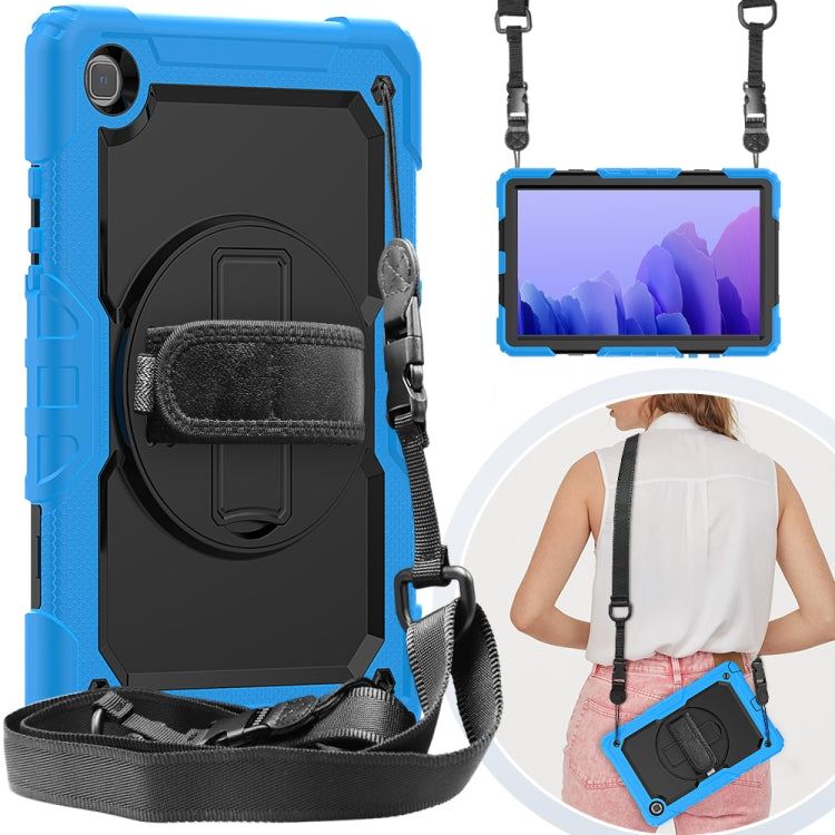 For Samsung Galaxy Tab A7 (2020) T500/T505 Shockproof Colorful Silicone + PC Protective Case with Holder & Shoulder Strap & Hand Strap & Pen Slot(Light Blue) - Other Galaxy Tab PC by buy2fix | Online Shopping UK | buy2fix