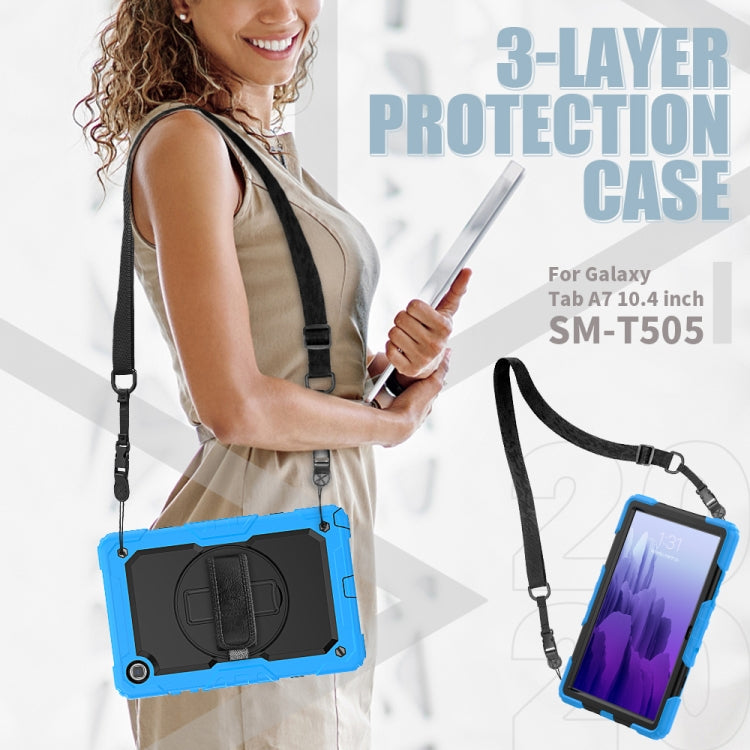 For Samsung Galaxy Tab A7 (2020) T500/T505 Shockproof Colorful Silicone + PC Protective Case with Holder & Shoulder Strap & Hand Strap & Pen Slot(Light Blue) - Other Galaxy Tab PC by buy2fix | Online Shopping UK | buy2fix