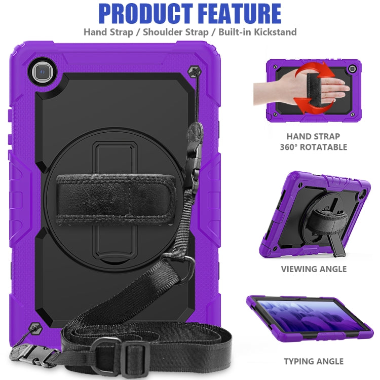 For Samsung Galaxy Tab A7 (2020) T500/T505 Shockproof Colorful Silicone + PC Protective Case with Holder & Shoulder Strap & Hand Strap & Pen Slot(Purple) - Other Galaxy Tab PC by buy2fix | Online Shopping UK | buy2fix