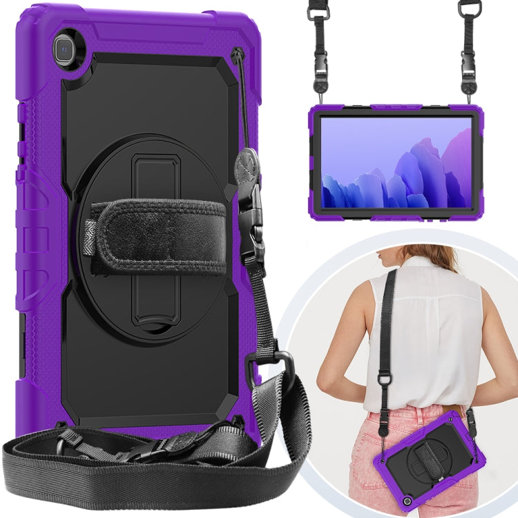 For Samsung Galaxy Tab A7 (2020) T500/T505 Shockproof Colorful Silicone + PC Protective Case with Holder & Shoulder Strap & Hand Strap & Pen Slot(Purple) - Other Galaxy Tab PC by buy2fix | Online Shopping UK | buy2fix