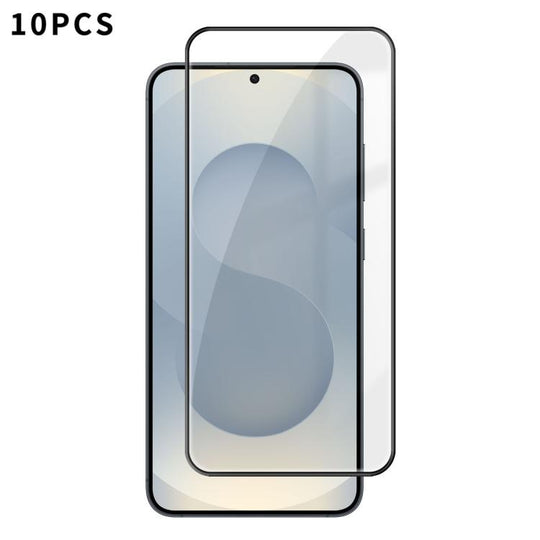 For Samsung Galaxy S25 5G 10pcs Kalebol High-Aluminum Screen-Printed Full-Coverage Anti-Fingerprint Black-Bordered HD Tempered Glass Film