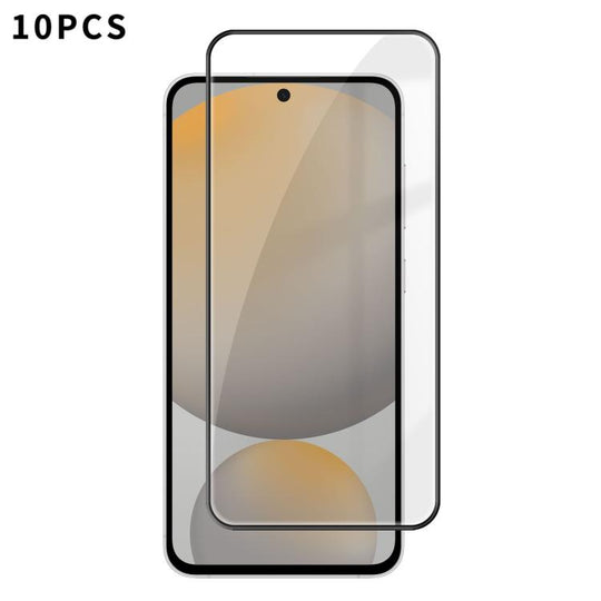 For Samsung Galaxy S24 FE 5G 10pcs Kalebol High-Aluminum Screen-Printed Full-Coverage Anti-Fingerprint Black-Bordered HD Tempered Glass Film