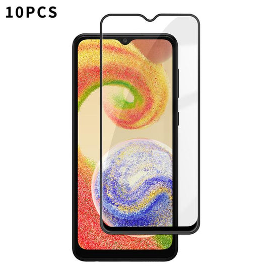 For Galaxy A04 Core 10pcs Kalebol High-Aluminum Screen-Printed Full-Coverage Anti-Fingerprint Black-Bordered HD Tempered Glass Film