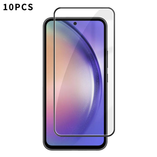 For Galaxy A54 5G 10pcs Kalebol High-Aluminum Screen-Printed Full-Coverage Anti-Fingerprint Black-Bordered HD Tempered Glass Film