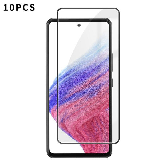For Galaxy A53 5G 10pcs Kalebol High-Aluminum Screen-Printed Full-Coverage Anti-Fingerprint Black-Bordered HD Tempered Glass Film