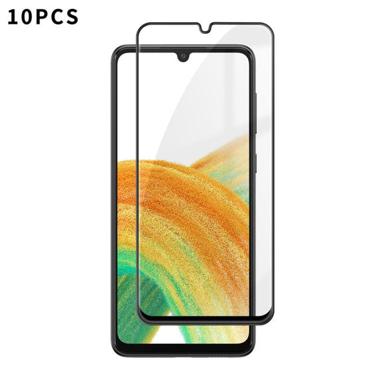 For Galaxy A33 5G 10pcs Kalebol High-Aluminum Screen-Printed Full-Coverage Anti-Fingerprint Black-Bordered HD Tempered Glass Film