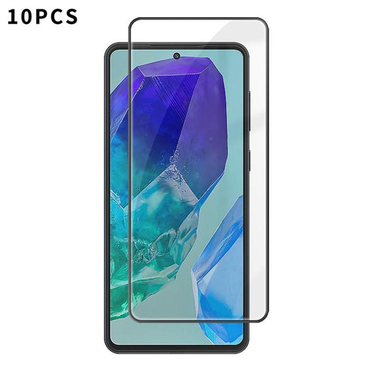 For Galaxy M55 10pcs Kalebol High-Aluminum Screen-Printed Full-Coverage Anti-Fingerprint Black-Bordered HD Tempered Glass Film
