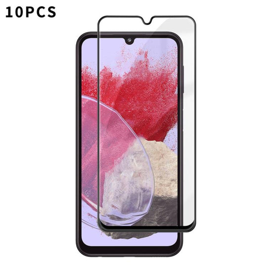 For Galaxy M34 5G 10pcs Kalebol High-Aluminum Screen-Printed Full-Coverage Anti-Fingerprint Black-Bordered HD Tempered Glass Film