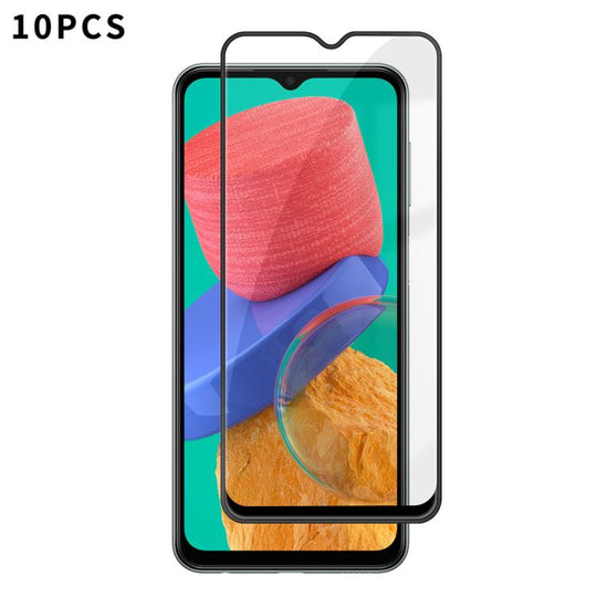 For Galaxy M33 5G 10pcs Kalebol High-Aluminum Screen-Printed Full-Coverage Anti-Fingerprint Black-Bordered HD Tempered Glass Film