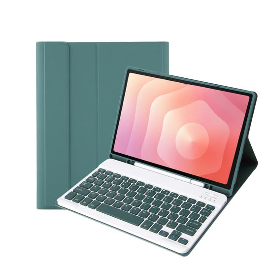 For Samsung Galaxy Tab S11 Candy Color TPU Bluetooth Keyboard Leather Tablet Case with Pen Holder(Dark Green)
