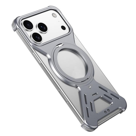 For iPhone 18 Pro Max / 17 Pro Max Armor 360 Holder Frameless Alloy MagSafe Phone Case(Space Gray)