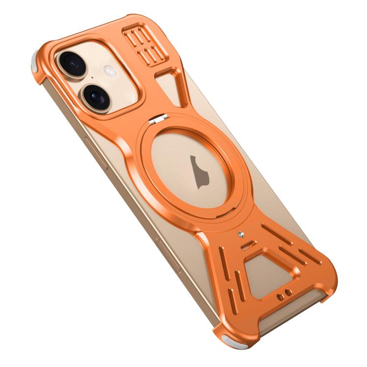 For iPhone 17 Armor 360 Holder Frameless Alloy MagSafe Phone Case(Orange) - iPhone 17 Cases by buy2fix | Online Shopping UK | buy2fix