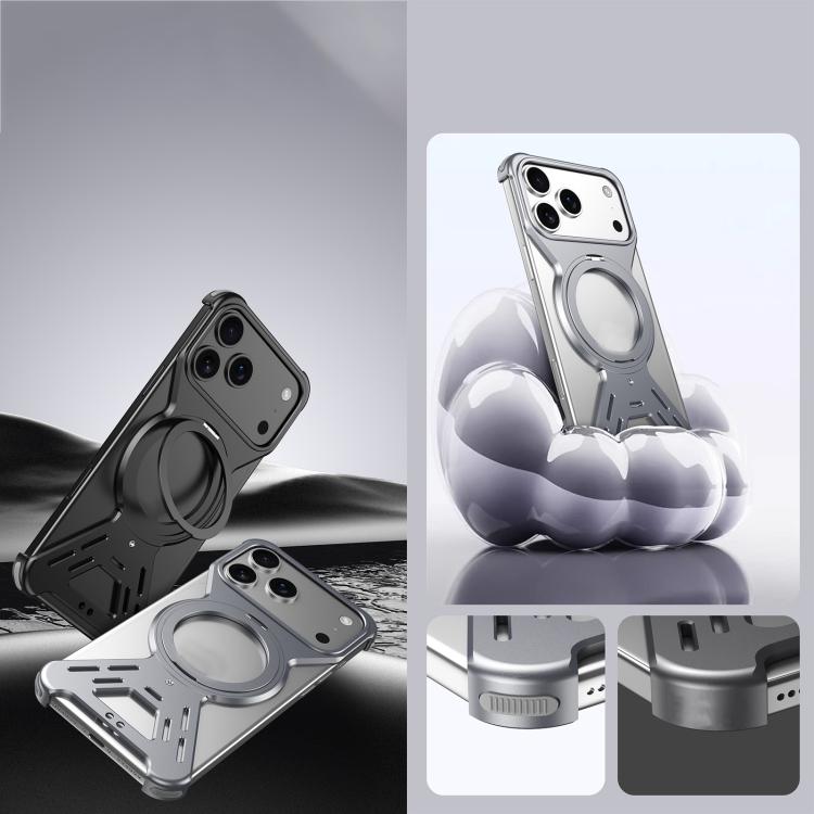 For iPhone 17 Armor 360 Holder Frameless Alloy MagSafe Phone Case(Desert Gold) - iPhone 17 Cases by buy2fix | Online Shopping UK | buy2fix