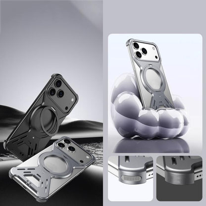 For iPhone 17 Armor 360 Holder Frameless Alloy MagSafe Phone Case(Desert Gold) - iPhone 17 Cases by buy2fix | Online Shopping UK | buy2fix