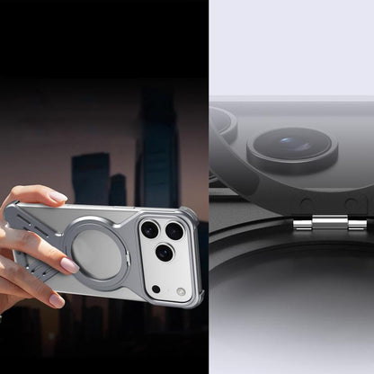 For iPhone 17 Pro Armor 360 Holder Frameless Alloy MagSafe Phone Case(Space Gray) - iPhone 17 Pro Cases by buy2fix | Online Shopping UK | buy2fix