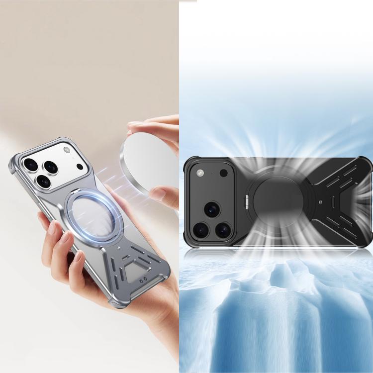 For iPhone 17 Pro Armor 360 Holder Frameless Alloy MagSafe Phone Case(Desert Gold) - iPhone 17 Pro Cases by buy2fix | Online Shopping UK | buy2fix