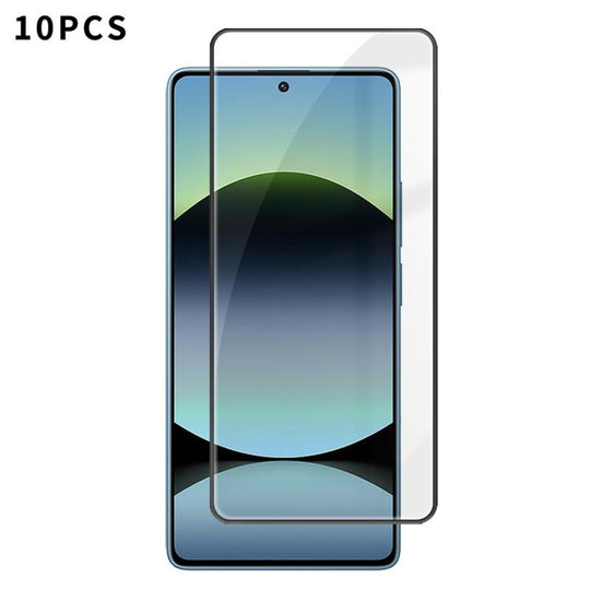 For Redmi Note 14S 10pcs Kalebol High-Aluminum Screen-Printed Full-Coverage Anti-Fingerprint Black-Bordered HD Tempered Glass Film