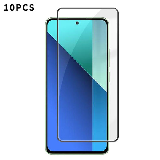For Redmi Note 13 4G 10pcs Kalebol High-Aluminum Screen-Printed Full-Coverage Anti-Fingerprint Black-Bordered HD Tempered Glass Film
