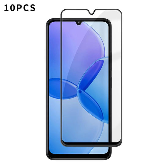 For Redmi 13R 5G 10pcs Kalebol High-Aluminum Screen-Printed Full-Coverage Anti-Fingerprint Black-Bordered HD Tempered Glass Film