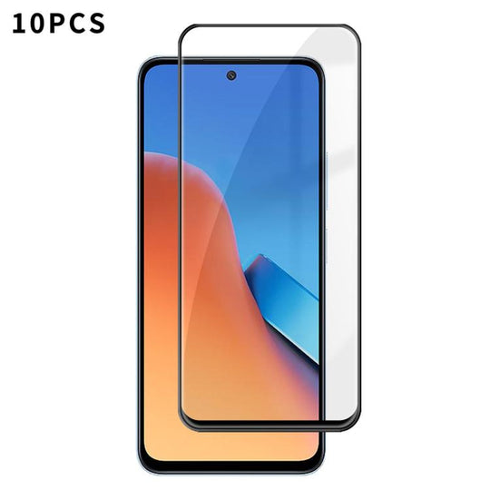For Redmi 12 4G 10pcs Kalebol High-Aluminum Screen-Printed Full-Coverage Anti-Fingerprint Black-Bordered HD Tempered Glass Film