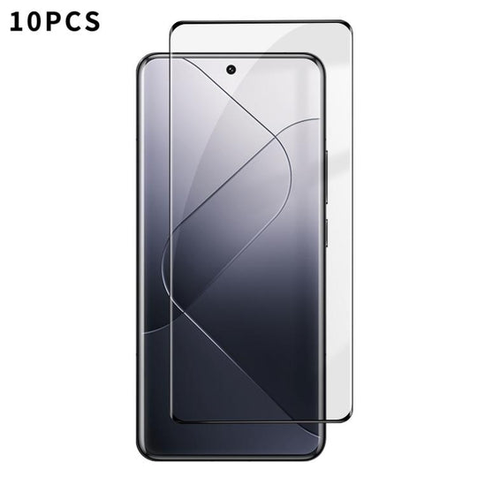 For Xiaomi 14 Pro 10pcs Kalebol Curved High-Aluminum Screen-Printed Full-Coverage Anti-Fingerprint Black-Bordered HD Tempered Glass Film