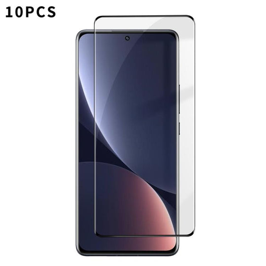 For Xiaomi 12 10pcs Kalebol Curved High-Aluminum Screen-Printed Full-Coverage Anti-Fingerprint Black-Bordered HD Tempered Glass Film