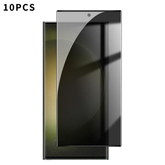 For Samsung Galaxy S23 Ultra 5G 10pcs Kalebol Curved High-Aluminum Screen-Printed Full-Coverage Anti-Fingerprint Black-Border Privacy Tempered Glass Film