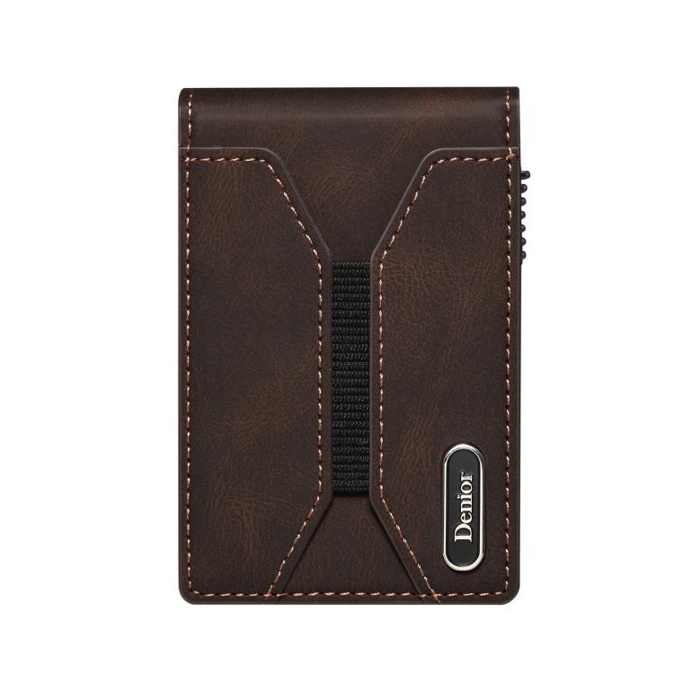 Denior V20 Skin Elastic MagSafe Card Box(Brown) - Adhesive Card Holders by Denior | Online Shopping UK | buy2fix