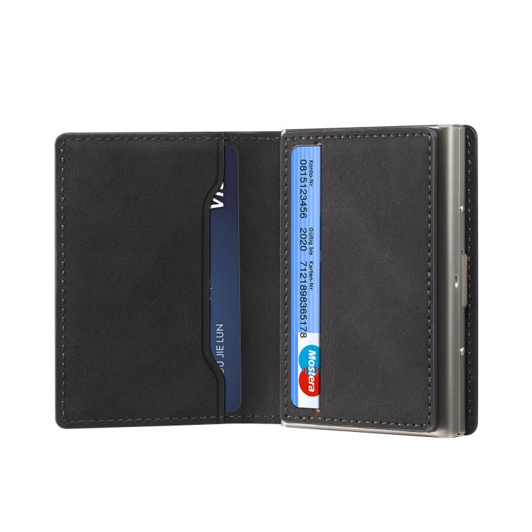 Denior V21 Skin Pleated MagSafe Card Box(Black) - Adhesive Card Holders by Denior | Online Shopping UK | buy2fix