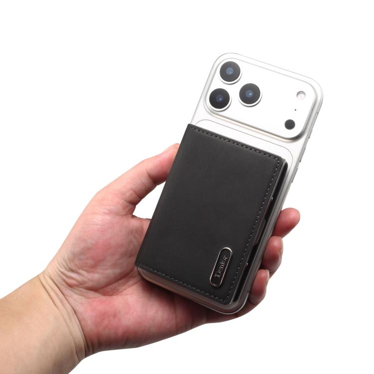Denior V21 Skin Pleated MagSafe Card Box(Black) - Adhesive Card Holders by Denior | Online Shopping UK | buy2fix