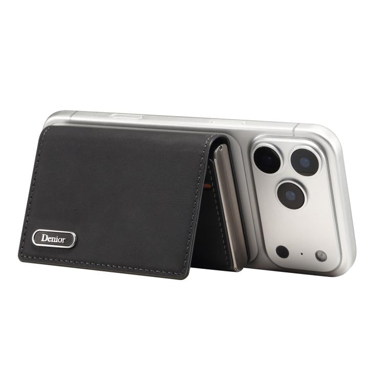 Denior V21 Skin Pleated MagSafe Card Box(Black) - Adhesive Card Holders by Denior | Online Shopping UK | buy2fix