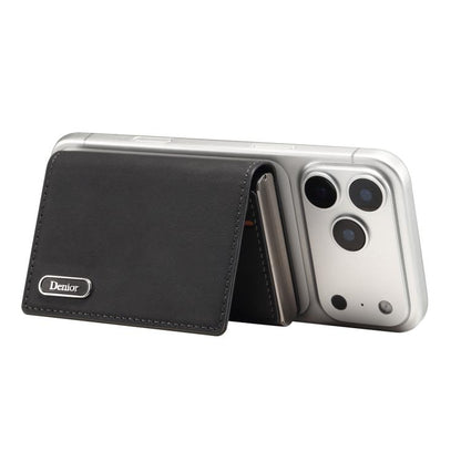 Denior V21 Skin Pleated MagSafe Card Box(Black) - Adhesive Card Holders by Denior | Online Shopping UK | buy2fix