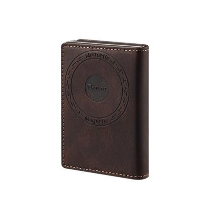 Denior V21 Skin Pleated MagSafe Card Box(Brown) - Adhesive Card Holders by Denior | Online Shopping UK | buy2fix