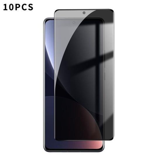 For Xiaomi 12 Pro 10pcs Kalebol Curved High-Aluminum Screen-Printed Full-Coverage Anti-Fingerprint Black-Border Privacy Tempered Glass Film