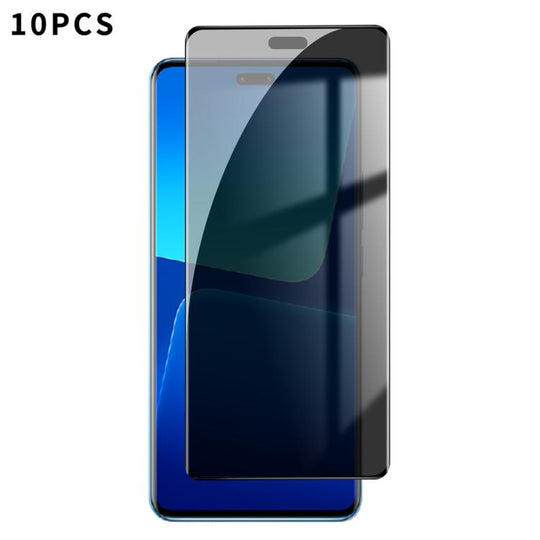 For Xiaomi 13 Lite 10pcs Kalebol Curved High-Aluminum Screen-Printed Full-Coverage Anti-Fingerprint Black-Border Privacy Tempered Glass Film