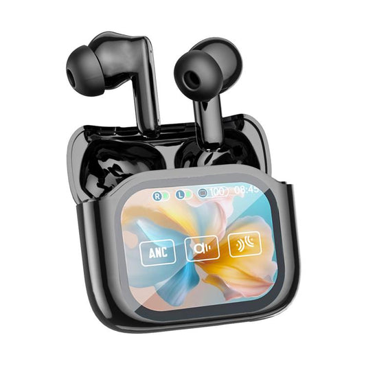 JM19 Touchscreen Color Screen ANC Active Noise Reduction Wireless Bluetooth Earphone with Translator(Black) - TWS Earphone by buy2fix | Online Shopping UK | buy2fix