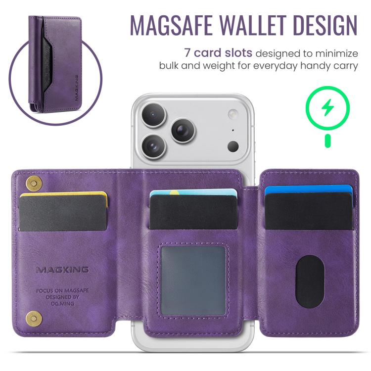 MAGKING K3 Pro Series MagSafe RFID Card Bag(Purple) - Adhesive Card Holders by MAGKING | Online Shopping UK | buy2fix