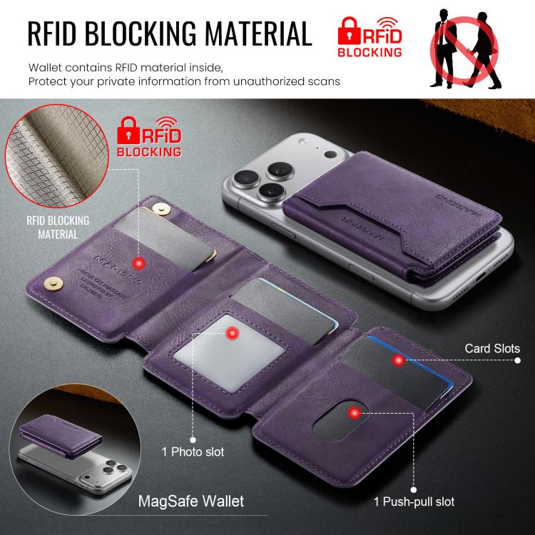 MAGKING K3 Pro Series MagSafe RFID Card Bag(Purple) - Adhesive Card Holders by MAGKING | Online Shopping UK | buy2fix