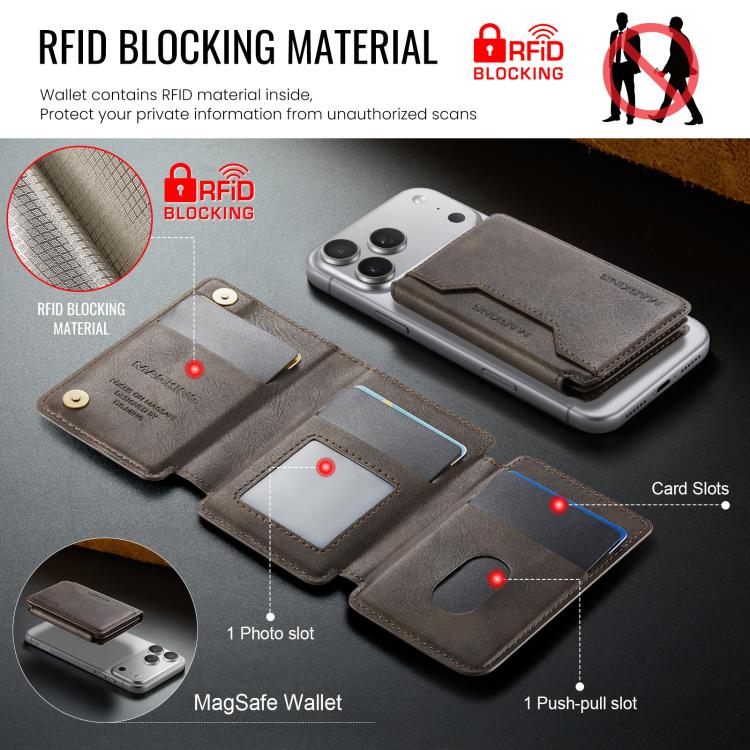 MAGKING K3 Pro Series MagSafe RFID Card Bag(Coffee) - Adhesive Card Holders by MAGKING | Online Shopping UK | buy2fix