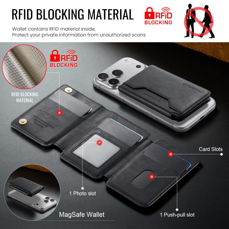 MAGKING K3 Pro Series MagSafe RFID Card Bag(Black) - Adhesive Card Holders by MAGKING | Online Shopping UK | buy2fix