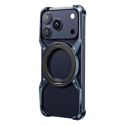 For iPhone 17 Pro Max Aluminum Alloy Frameless 360-Degree Rotating Phone Case(Blue) - iPhone 17 Pro Max Cases by buy2fix | Online Shopping UK | buy2fix