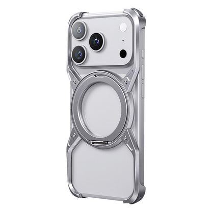 For iPhone 17 Pro Max Aluminum Alloy Frameless 360-Degree Rotating Phone Case(Silver) - iPhone 17 Pro Max Cases by buy2fix | Online Shopping UK | buy2fix