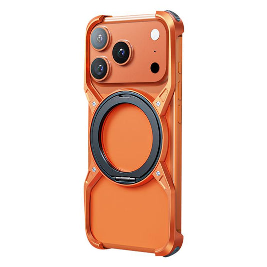 For iPhone 17 Pro Max Aluminum Alloy Frameless 360-Degree Rotating Phone Case(Orange) - iPhone 17 Pro Max Cases by buy2fix | Online Shopping UK | buy2fix