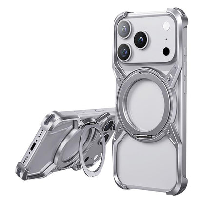 For iPhone 17 Pro Aluminum Alloy Frameless 360-Degree Rotating Phone Case(Silver) - iPhone 17 Pro Cases by buy2fix | Online Shopping UK | buy2fix